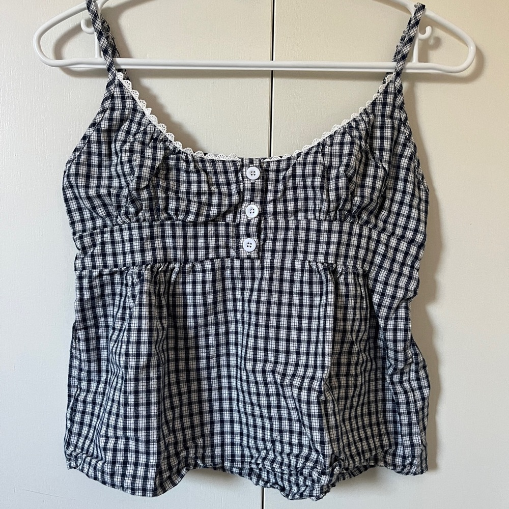 [SOLD] Gingham Babydoll Top